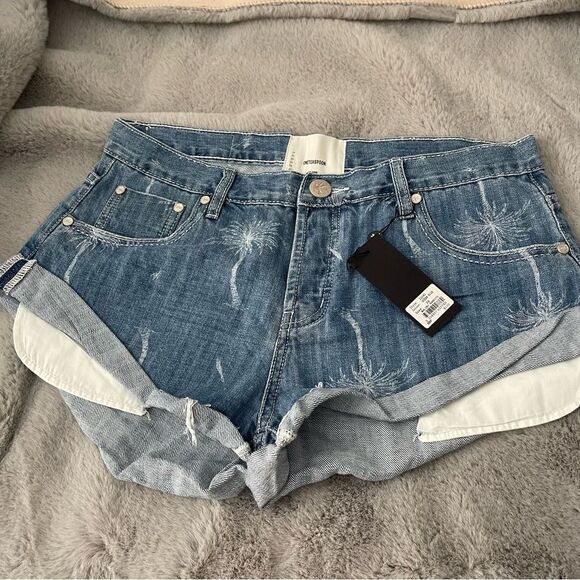 NWT One teaspoon Bandits Low Waist Denim Shorts - Malibu Blue size 29 - Picture 4 of 15